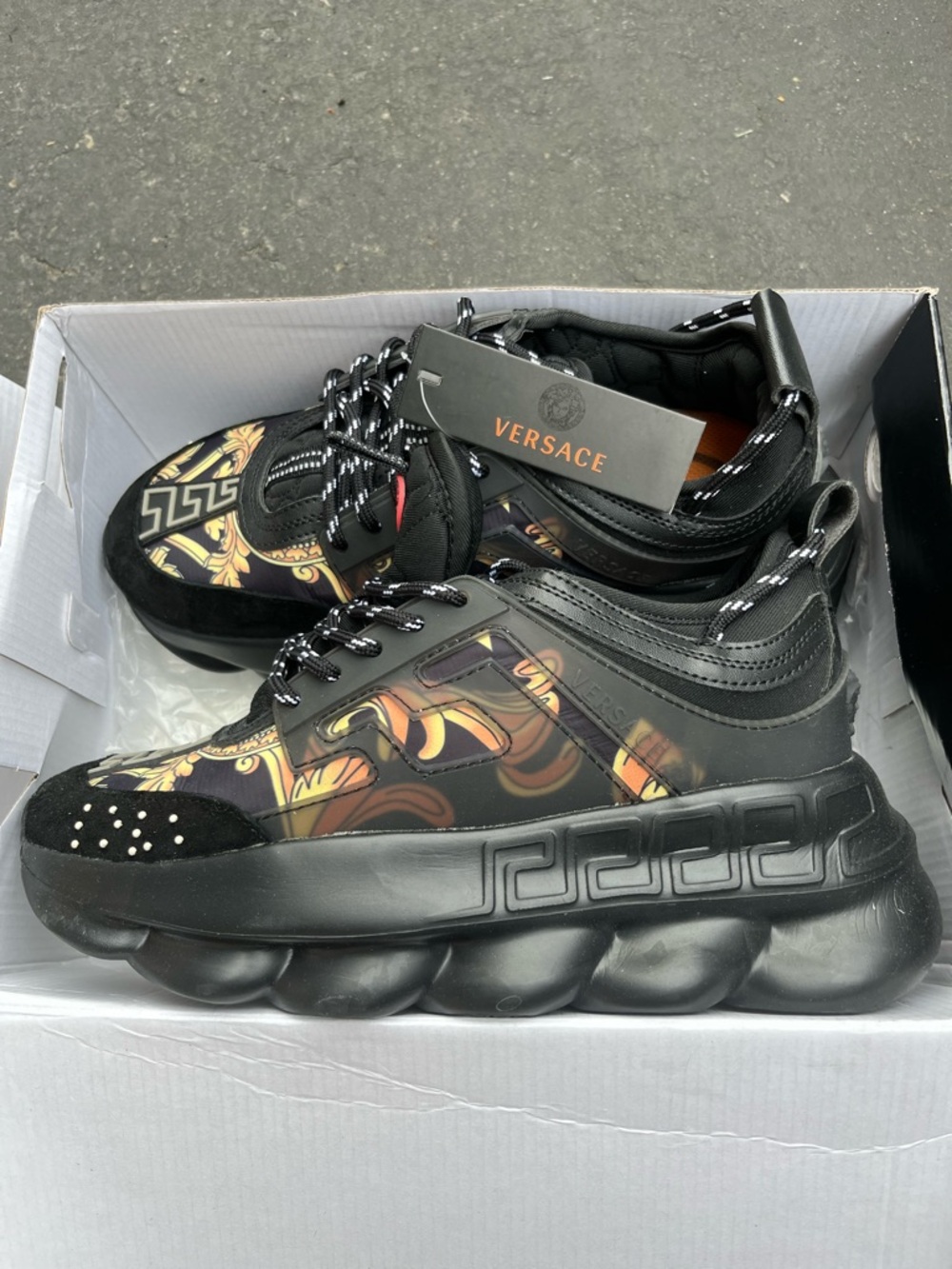 Versace Black and Gold Chain Reaction Sneakers - Picture 6 of 7